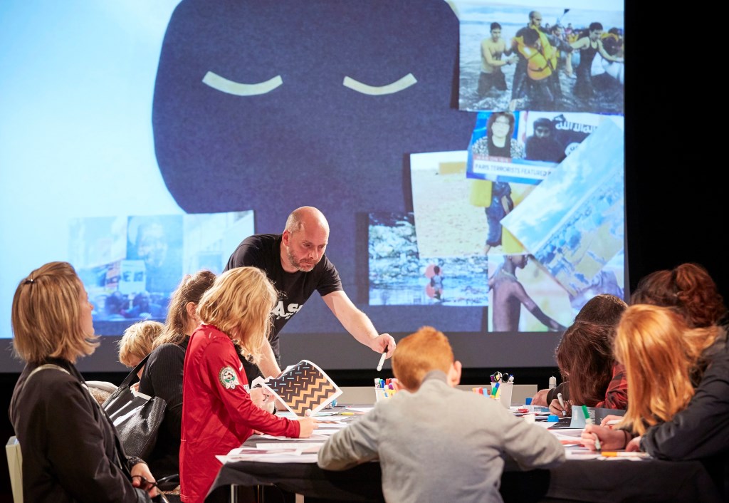 Dan Brown facilitating a workshop with young people at Bloomsbury Festival 2016.