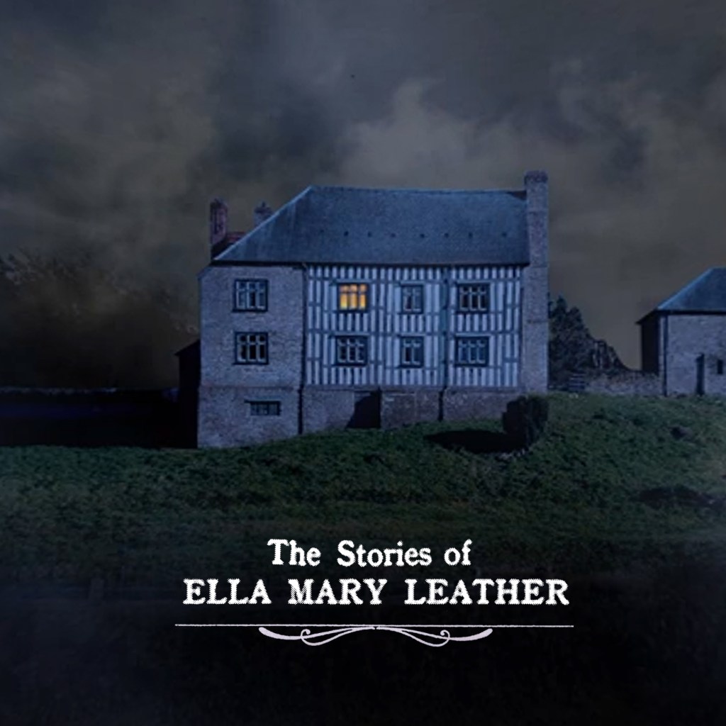 Hergest Court on a cold and misty night. One light is on in an upstairs window.